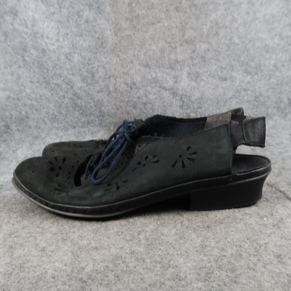 Rieker Shoes Womens 42 Slingback Closed Toe Lace Up Sandal Black Leather Comfort - Picture 5 of 12